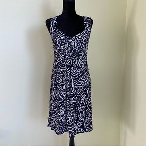 LOFT Ann Taylor Sleeveless Dress Navy/Blue Paisley Print